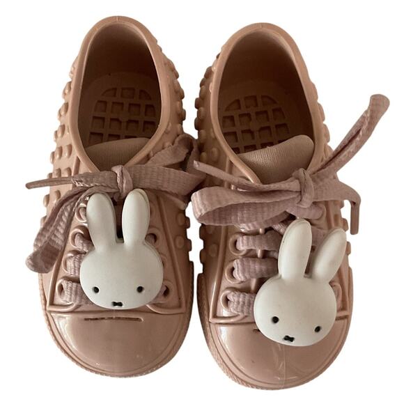 Mini Melissa x Miffy Pink Rubber Sneakers Toddler Size 7/8 Cute Bunny Lace Shoes - Picture 1 of 10